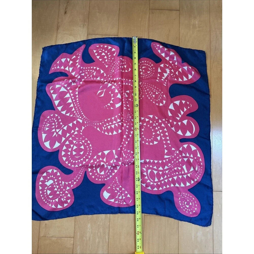 PINK & BLUE Unbranded Mod 100% Silk Square Scarf